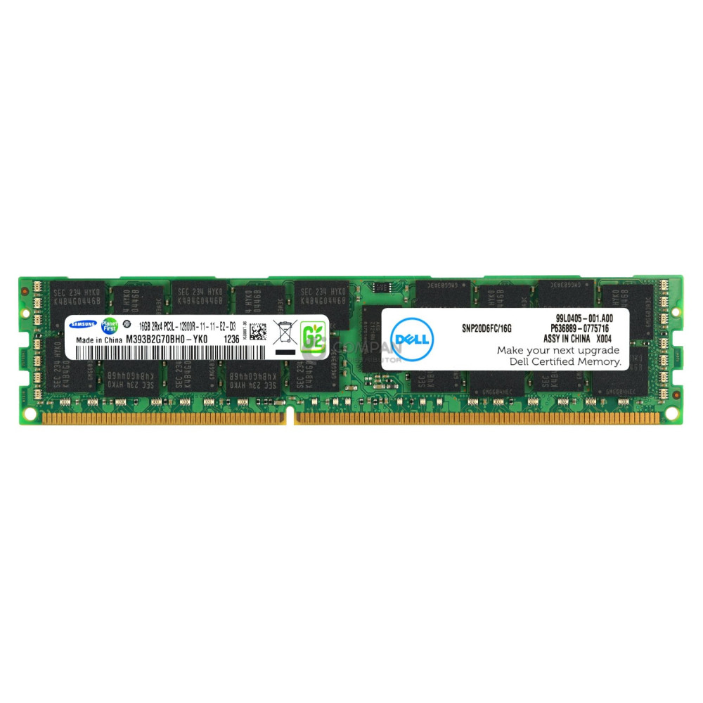 SNP20D6FC-16G DELL DDR3 16GB 2RX4 PC3L-12800 1600MHZ RDIMM CL11